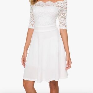 Chic Off-Shoulder Lace Midi Dress